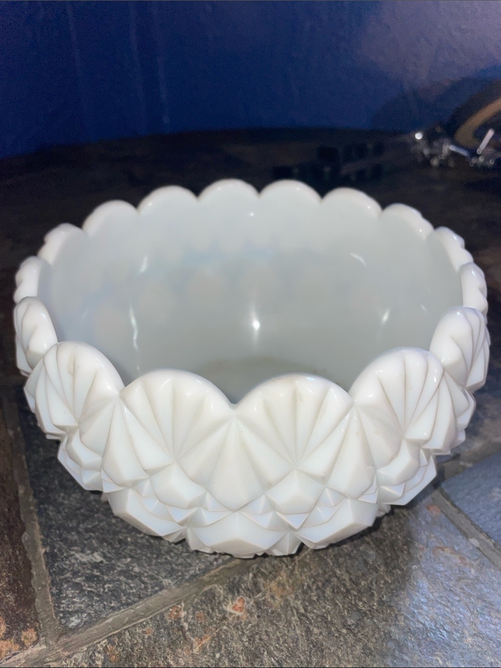 White Geometric Decorative Glass Bowl - Classic Home Art